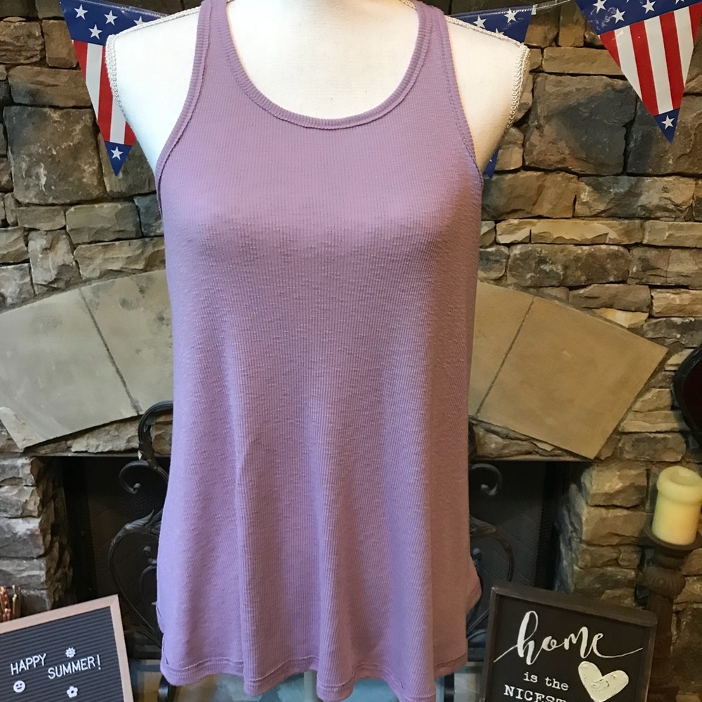 Free People Sleeveless Ribbed Racerback Swing Tank - Picture 2 of 6